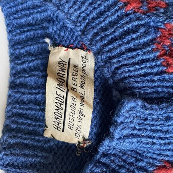Handmade in Norway vintage Fair Isle 100% virgin Wool cardigan - Picture 9 of 9